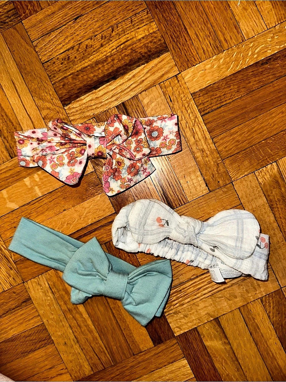 Floral Hair Bow Set Pink & Blue
